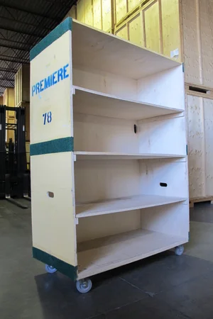 Mobile four-tier wooden file cart with Premiere branding